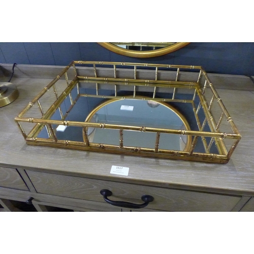 1518 - A gilt bamboo effect mirrored tray, 48 x 37cms (2080116)   #