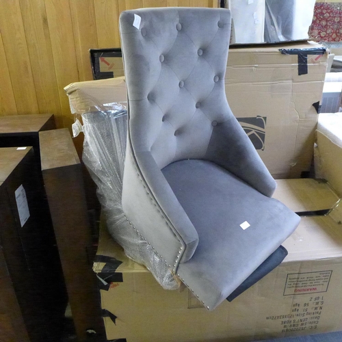 1913 - Two grey velvet side chairs - one missing legs * this lot is subject to VAT