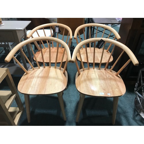 3145 - A set of four lightwood armchairs * this lot is subject to VAT