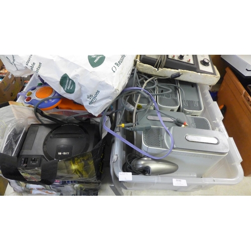 2030 - Large qty. of gaming consoles including Wii, XBox 360 and Sega Mega Drive - all untested - sold a/f