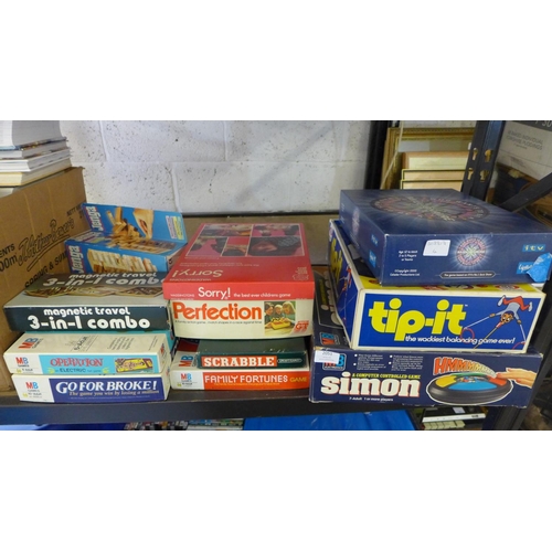 2051 - Qty. of retro board games inc. Simon, Tip It, Scrabble, Operation, Go For Broke, etc.