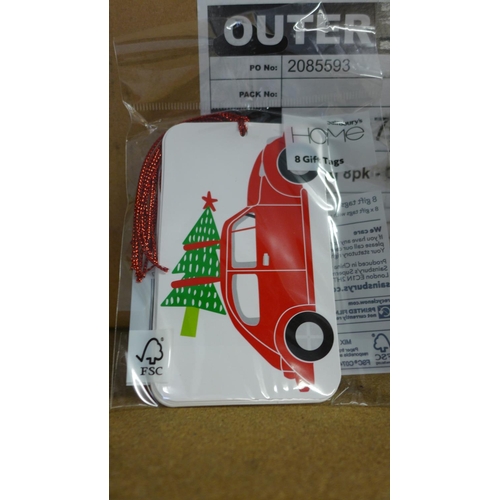 2068 - Box of approx. 800 (100 packs of 8) Sainsburys Christmas scene gift tags  * This lot is subject to V... 