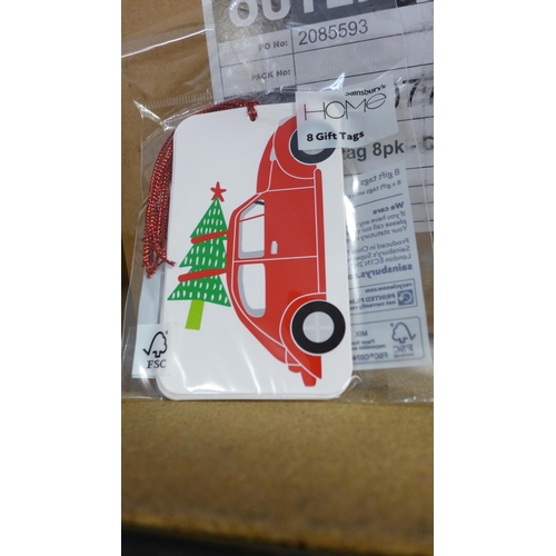 2070 - Box of approx. 800 (100 packs of 8) Sainsburys Christmas scene gift tags  * This lot is subject to V... 