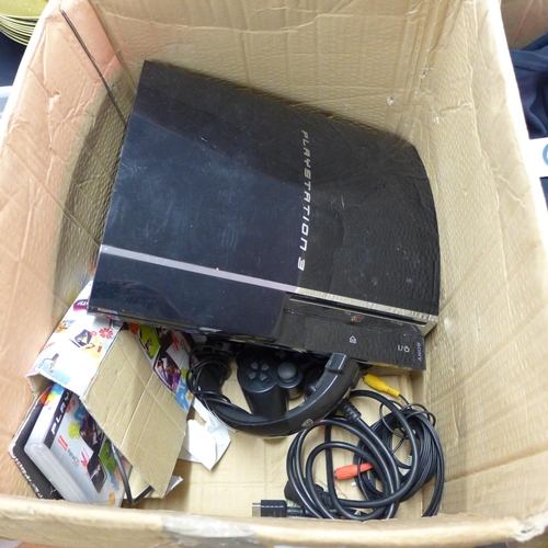 2165 - Playstation 3 (First Edition) a/f, 2 hand controls, headset & games