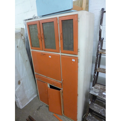 2347 - 1960's kitchen cupboard - approx 6' x 3', a/f drop leaf Formica top kitchen table