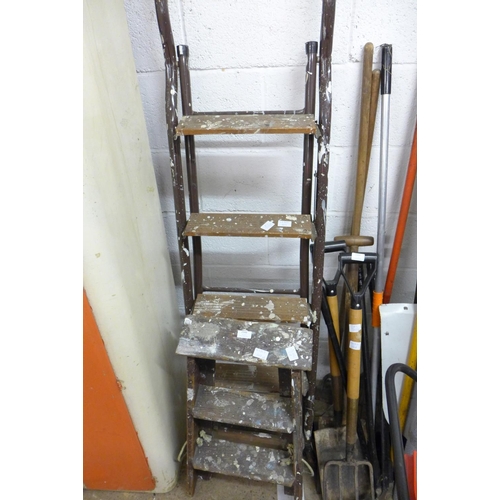 2348 - 5-Step metal ladder & 2-step wooden ladder