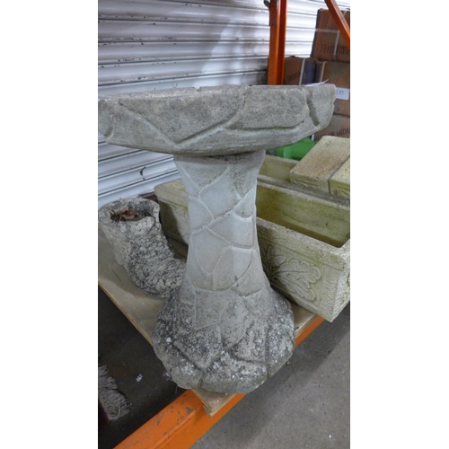 2372 - 2 piece concrete bird bath, concrete boot