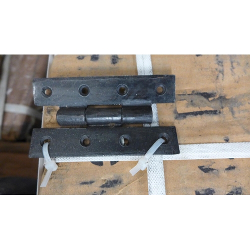 2394 - 3 Boxes of black metal hinges, approx. 360 in total