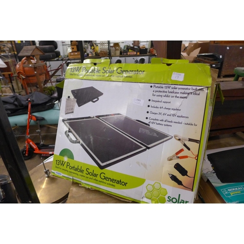 2401 - 2 Maplin portable 13w solar generators - ideal for camping, caravanning, marine use - etc. - boxed a... 