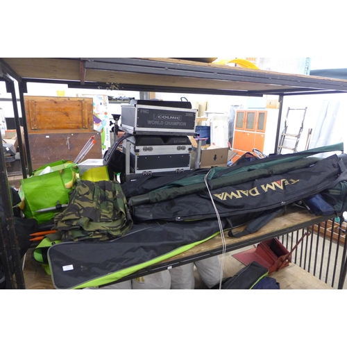 2406 - Large qty. of fishing equipment including rods, fishing box, bags, reels, etc.