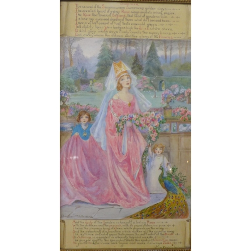 3 - Christine M. Wells ABWS, The Four Seasons, watercolour, each 52 x 28cms, framed