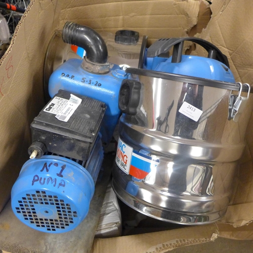 2413 - Box of assorted pumps with shop vac - MM9648 - scrap * this lot is subject to VAT