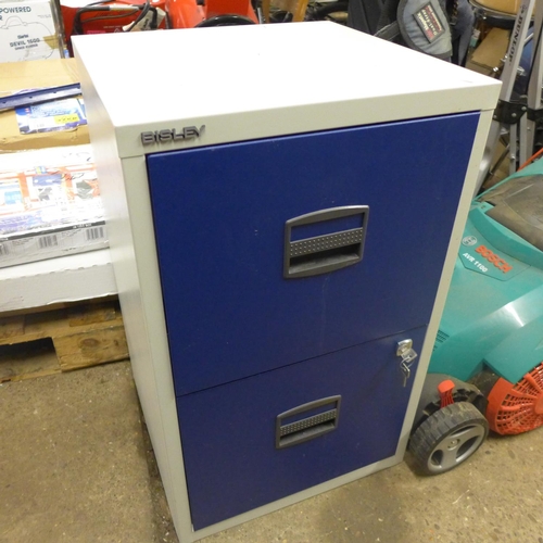 2424 - 2 drawer Bisley filing cabinet with 2 keys