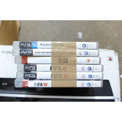 2129 - Playstation 3 with controller and games, no leads