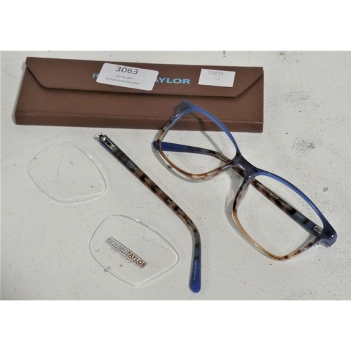 3063 - Pair Of R.Taylor Glinda F/F Blue Plastic Glasses - lenses require attention (55X16) (213-82) * This ... 