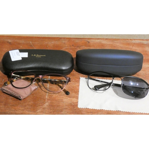 3107 - Pair Of LK Bennett Maroon Metal Frame Glasses (B010 C3 51X15), Pair Of Rayban Black Metal Sunglasses... 