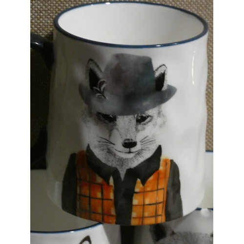 3114 - Hipster Animal Mug Set - one chipped   (213-44) * This Lot Is Subject To Vat