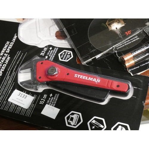 3133 - Steelman Adjustable Wrench and headlamp - incomplete (213-336) * This Lot Is Subject To Vat