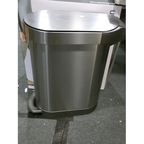 3205 - Simple Human 45L Stainless Steel Slim Bin (213-350) * This Lot Is Subject To Vat