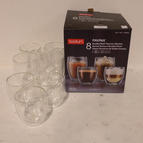 3307 - 2 Sets Of Bodum Clear 'Pavina' Double Walled Glasses (213-93,94) (213-93) * This Lot Is Subject To V... 