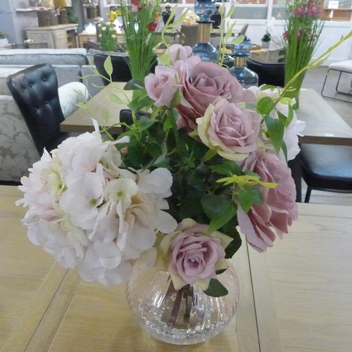1567 - A rose and hydrangea display in a glass vase (56637822)  #