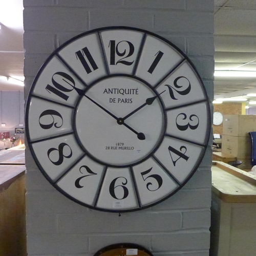1587 - A circular metal and white enamel wall clock (CL213028)   # 63cm diameter