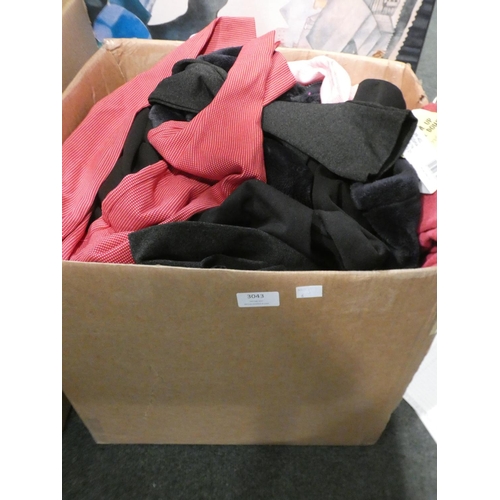 3043 - A box of misc. lady's clothing inc. trousers, shirts, etc. (mixed sizes) * this lot is subject to VA... 