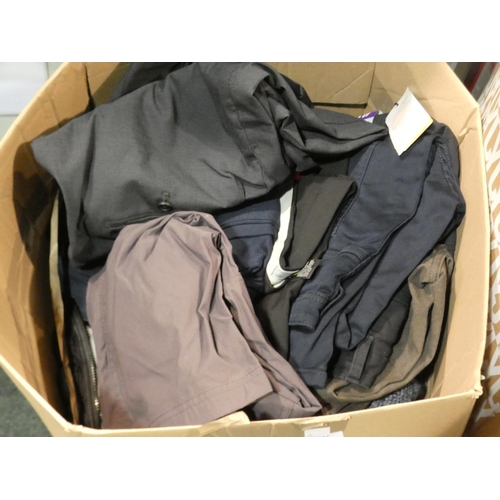 3047 - A box of misc. men's clothing inc. trousers, jeans, shirts, etc. (mixed sizes) * this lot is subject... 