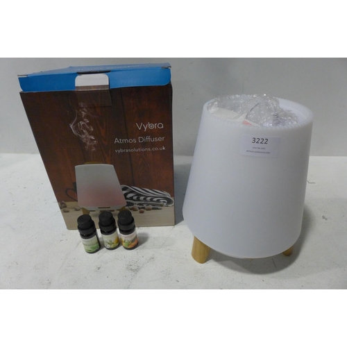 3222 - Atmos Diffuser, Bluetooth, Speaker & Lamp + 3 Oils (no lid)(215-452) * This lot is subject to VAT