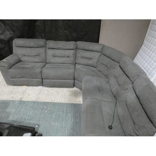 3508 - Justin Grey Fabric Electric Reclining Corner Sectional Sofa  (fabric has marks & stains)       (215-... 