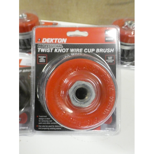 2027 - 5 Dekton twist knot wire cup brushes - unused * This lot is subject to VAT