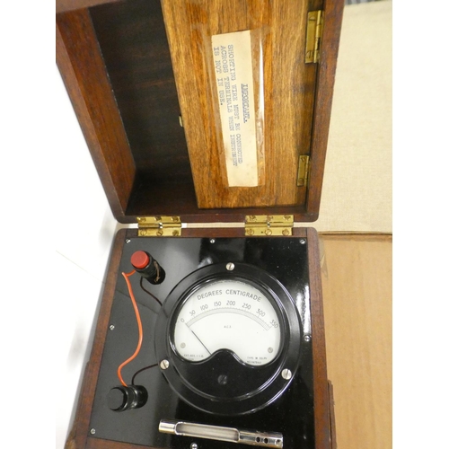 2028 - A Sifam Electrical Instruments temperature gauge, cased, and a British Telecom voltmeter in leather ... 