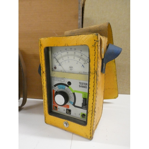 2028 - A Sifam Electrical Instruments temperature gauge, cased, and a British Telecom voltmeter in leather ... 