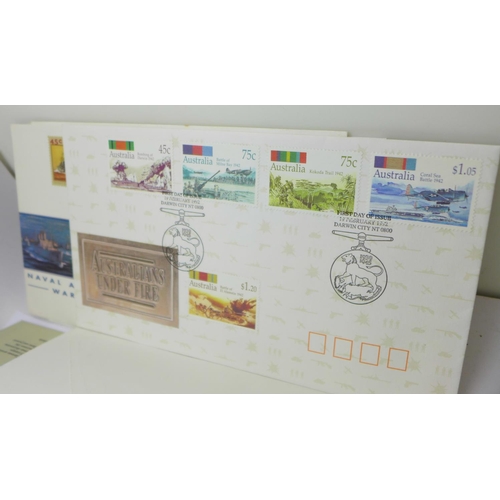 679 - Fifty first day covers; ten from Rhodesia, 1970's, thirty from Australia, good selection of Naval an... 