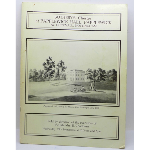 684 - A Sothebys auction catalogue of contents for Papplewick Hall, 1982