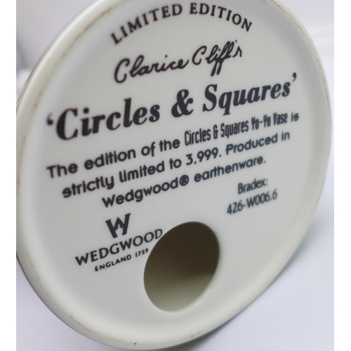 686 - A Wedgwood Clarice Cliff limited edition Yo-Yo vase in the Circles and Squares pattern, 23cm