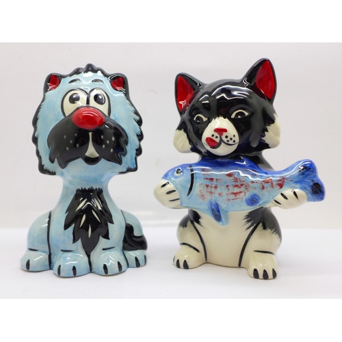 690 - Two Lorna Bailey cats; Pikey the Cat, 13cms and Albert the Cat, 13cm, both have Lorna Bailey signatu... 