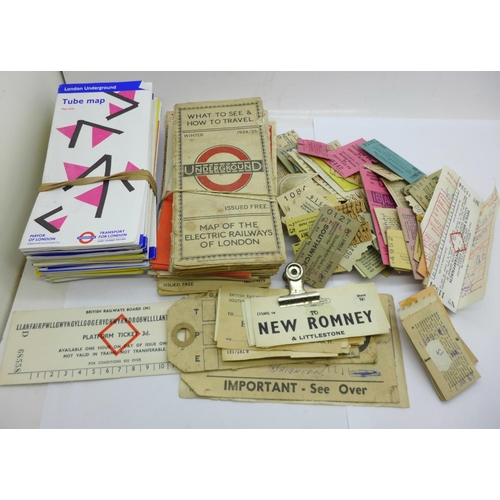 703 - Railway related ephemera; London Underground maps and guides, 1980's onwards, vintage underground an... 