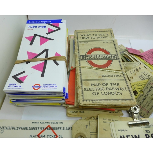 703 - Railway related ephemera; London Underground maps and guides, 1980's onwards, vintage underground an... 