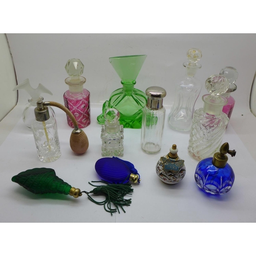 706 - Thirteen perfume bottles and atomisers