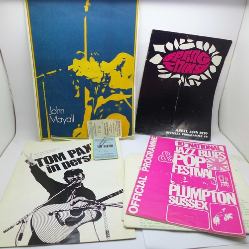 715 - 1970's pop music festival and concert programmes; 1970 John Mayall concert programme, 1970 Plumpton ... 