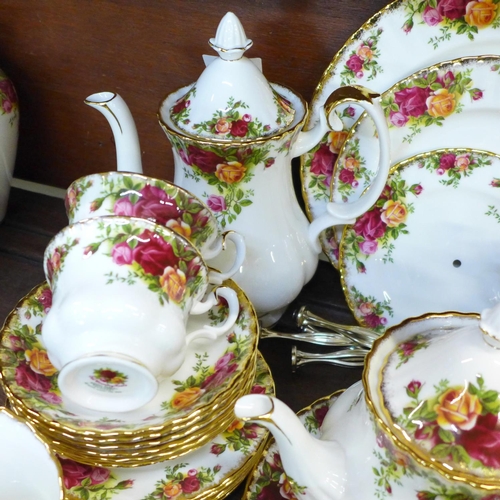 725 - Royal Albert Old Country Roses; a six setting coffee service, a six setting tea service, a large bis... 