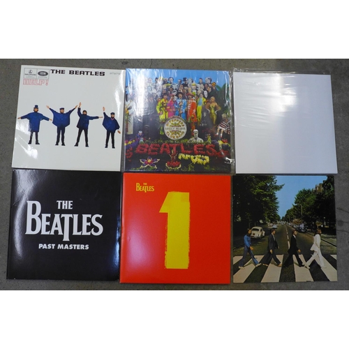 730 - Six Beatles LP records, 2009 issue, as new