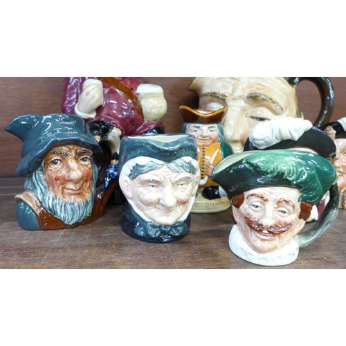 741 - Royal Doulton character and Toby jugs, large Falstaff Toby, large Farmer John (a/f), Honest Measure,... 