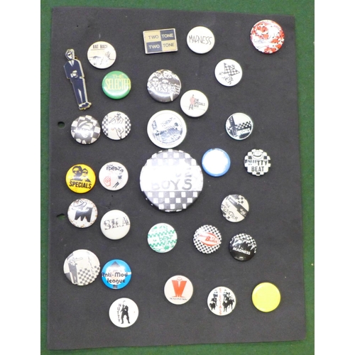 743 - Thirty Mod and Ska badges; Madness, Specials, Selecter, Beat, etc.