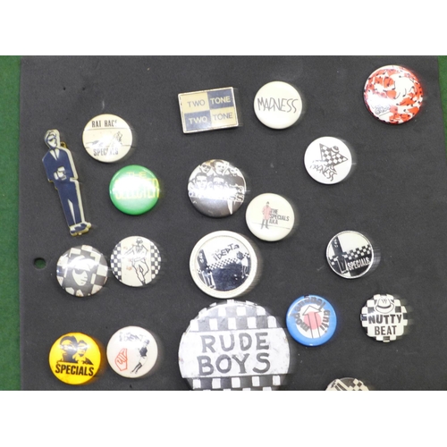 743 - Thirty Mod and Ska badges; Madness, Specials, Selecter, Beat, etc.