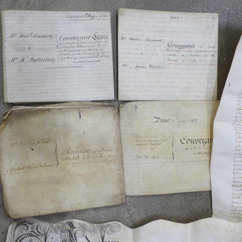 751 - Six indentures including 17th and 18th Century