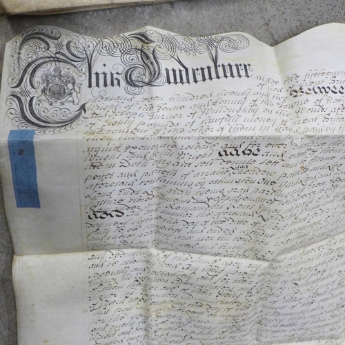 751 - Six indentures including 17th and 18th Century