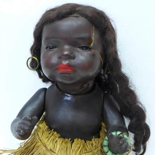 753 - A black Heubach-Koppelsdorf doll, 444 2/0, a/f