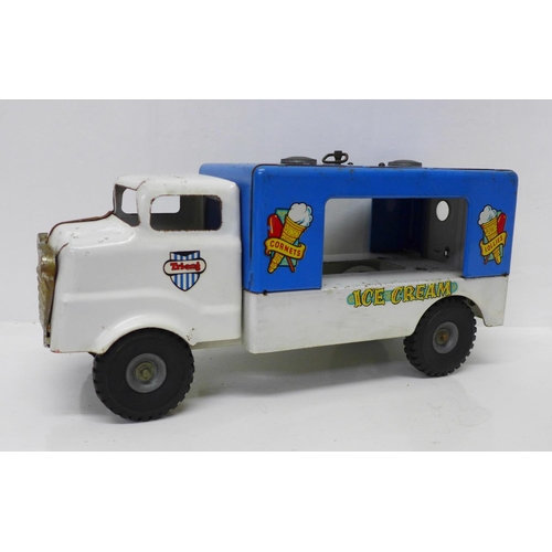 754 - A Tri-ang pressed steel ice cream van with musical movement